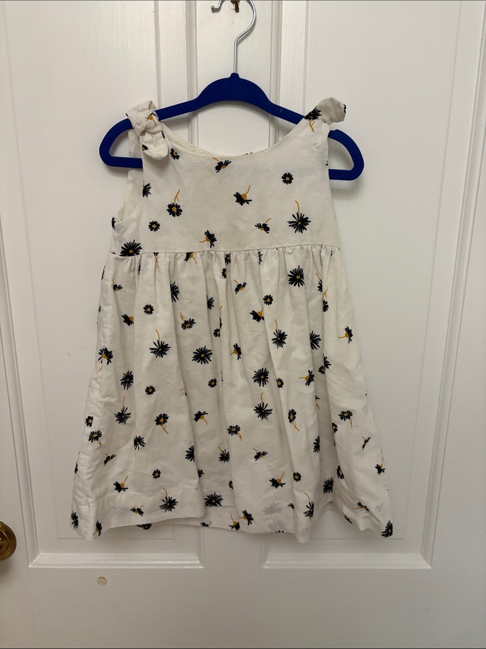 2T cream linen blend black and white dress: summer, fall, transitional